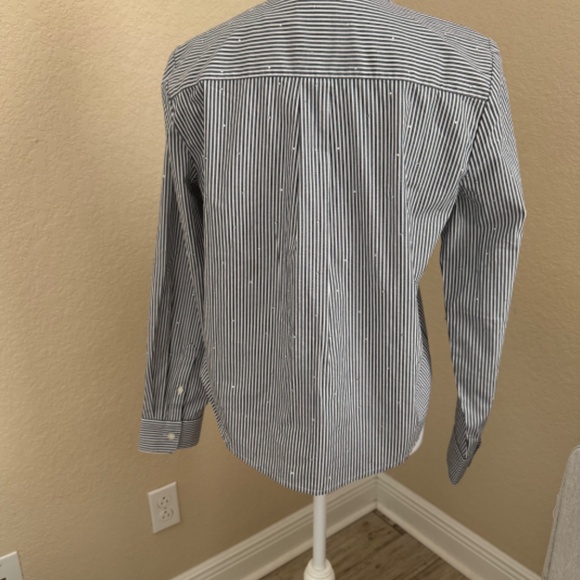 J Crew Women's Striped Button Down w/small rhinestones - Picture 3 of 12